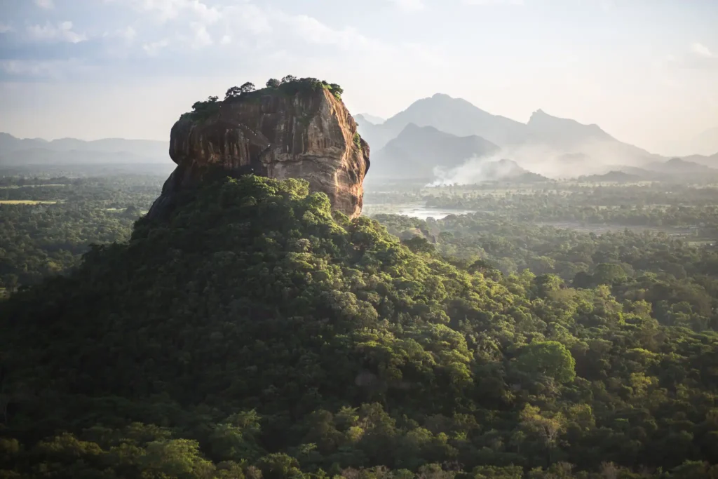 Image of Sigiriya Rock Fortress from Pidurangala Rock in Sigiriya