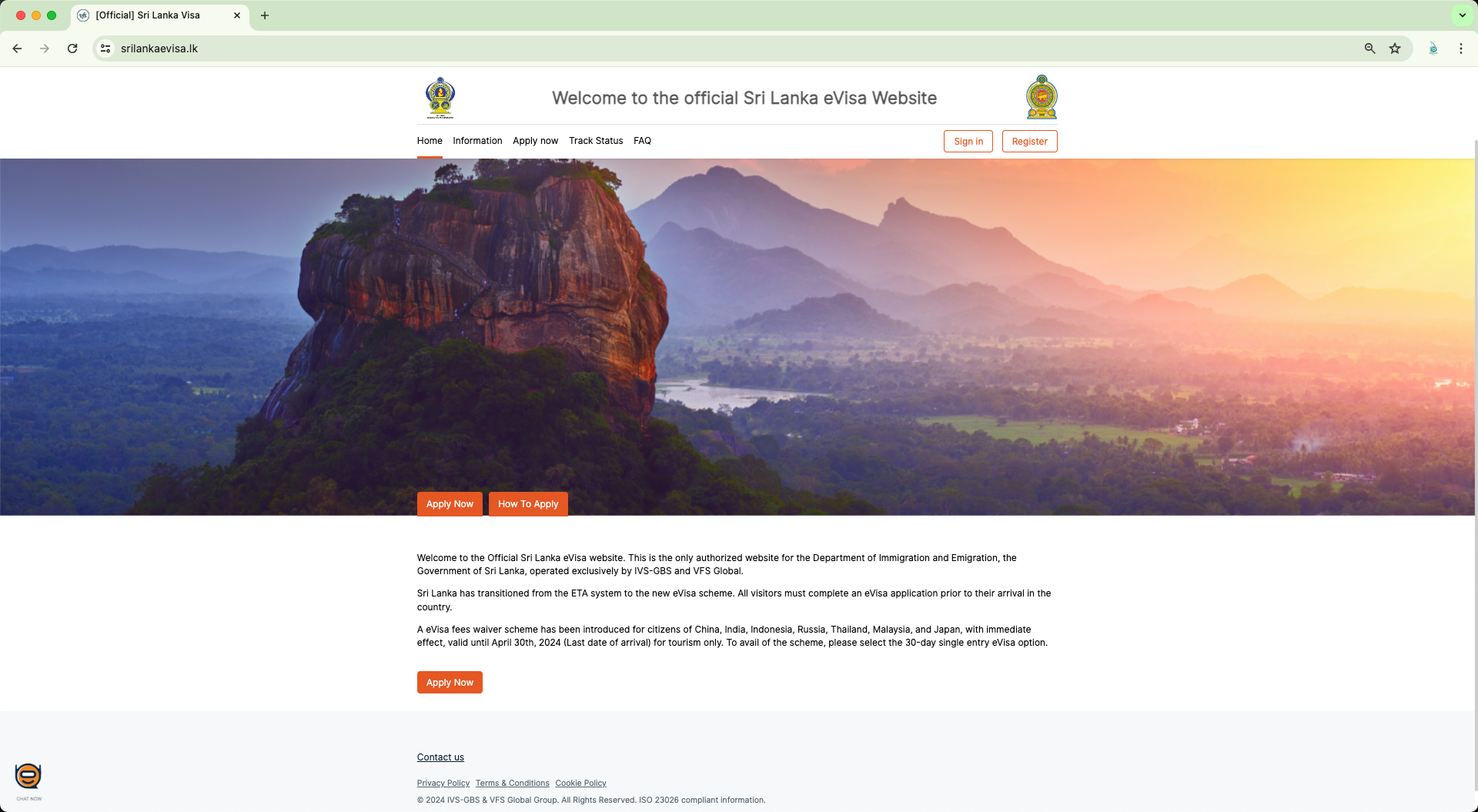 Image of Sri Lanka Tourist Visa Website - Used as the image for Sri Lanka visa website cover page.