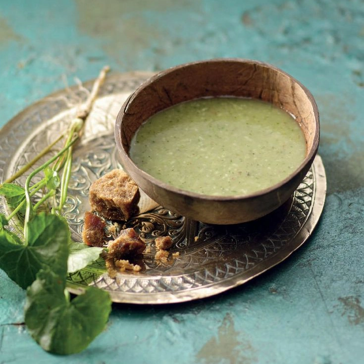 Kola Kanda with Rice and Jaggery. Made from Gotukola. 