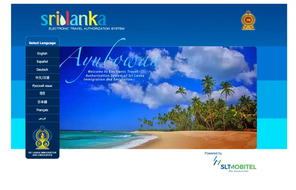 sri lanka visa website homepage image - Sri Lanka ETA website