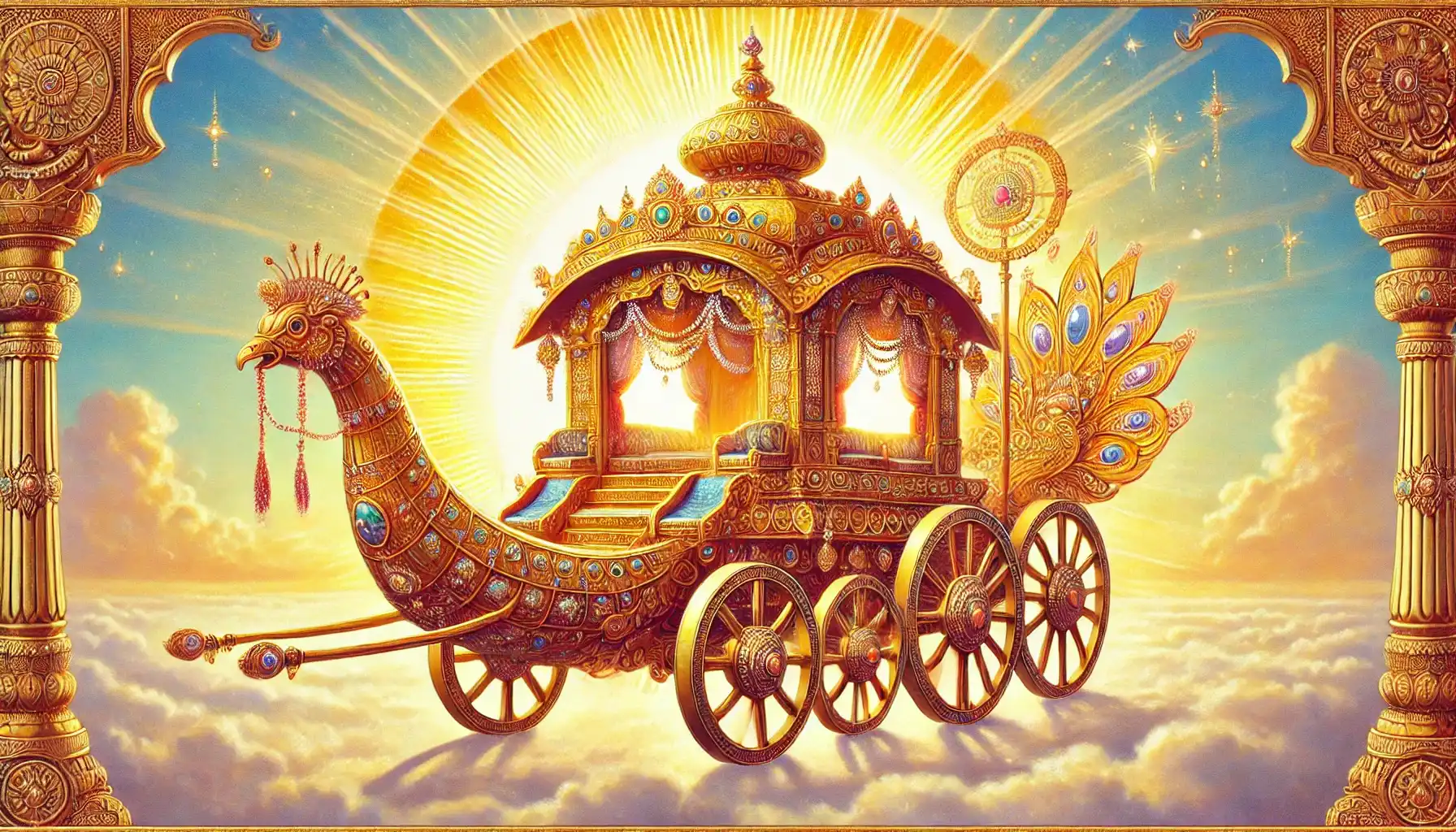 Pushpaka Vimana - the flying chariot of King Ravana - generated by AI using description in Ramayana